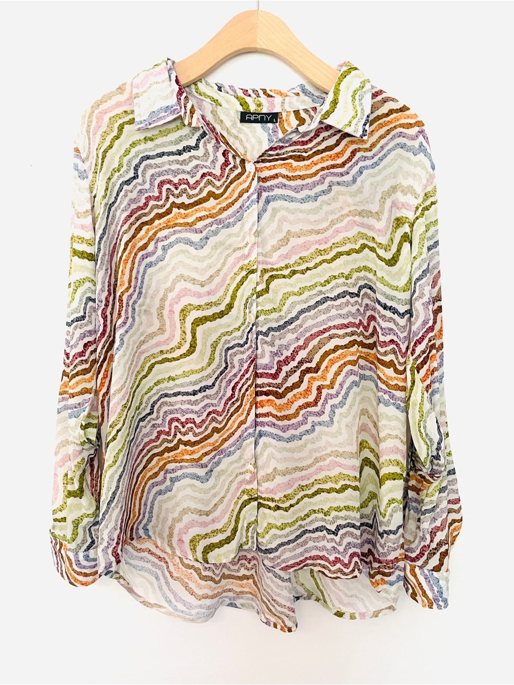 Apny Multicolor Wave-Print Button-Down Shirt